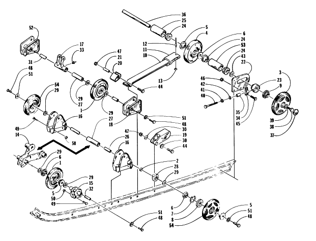 Parts Diagram for Arctic Cat 1997 PANTERA SNOWMOBILE REAR SUSPENSION AXLE ASSEMBLY