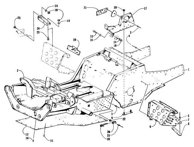 Parts Diagram for Arctic Cat 1997 PANTERA SNOWMOBILE FRONT FRAME AND FOOTREST ASSEMBLY