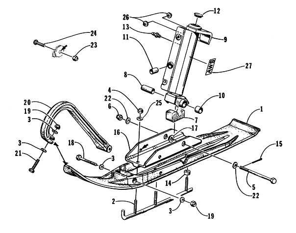 Parts Diagram for Arctic Cat 1997 ZRT 800 SNOWMOBILE SKI AND SPINDLE ASSEMBLY