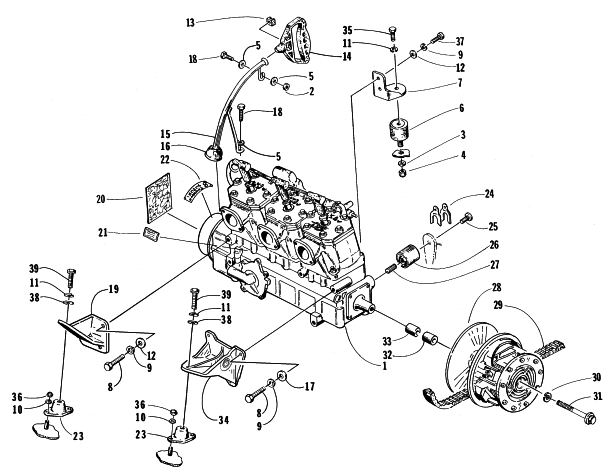 Parts Diagram for Arctic Cat 1998 ZRT 600 SNOWMOBILE ENGINE AND RELATED PARTS