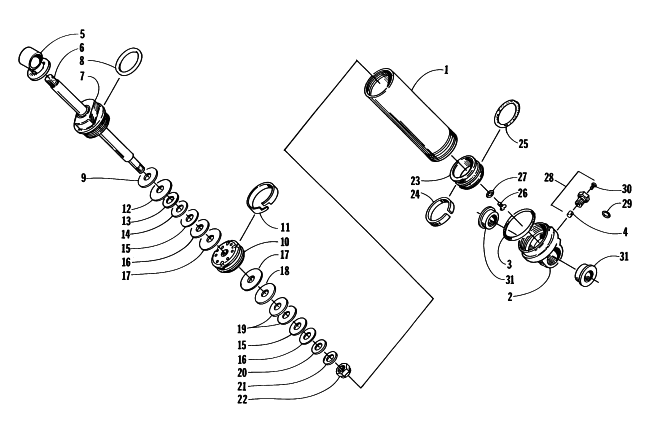 Parts Diagram for Arctic Cat 1997 ZRT 600 SNOWMOBILE REAR SUSPENSION FRONT ARM SHOCK ABSORBER