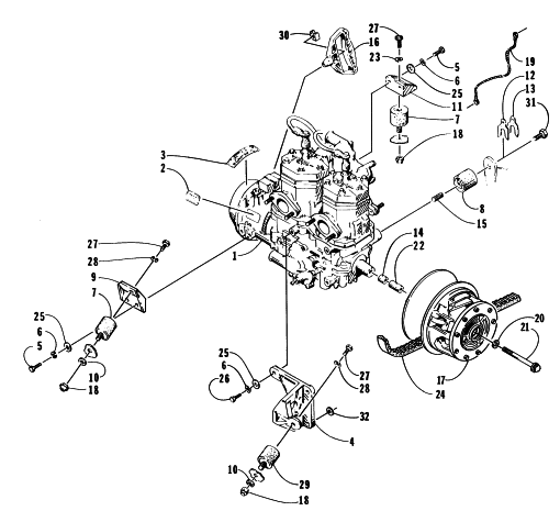 Parts Diagram for Arctic Cat 1997 PANTERA SNOWMOBILE ENGINE AND RELATED PARTS