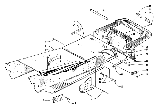 Parts Diagram for Arctic Cat 1997 EXT 580 EFI DLX SNOWMOBILE TUNNEL AND REAR BUMPER