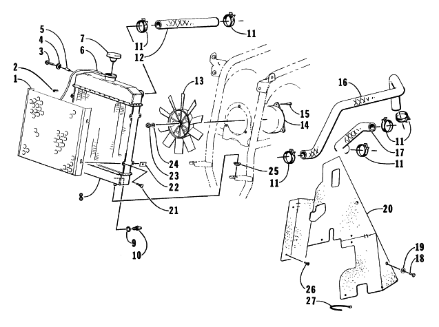 Parts Diagram for Arctic Cat 1997 4X4 ATV COOLING ASSEMBLY