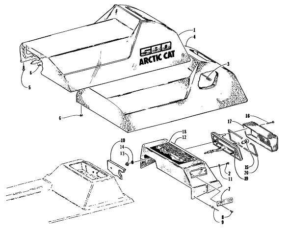Parts Diagram for Arctic Cat 1997 POWDER SPECIAL EFI SNOWMOBILE SEAT AND TAILLIGHT ASSEMBLIES