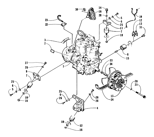 Parts Diagram for Arctic Cat 1997 EXT 580 EFI DLX SNOWMOBILE ENGINE AND RELATED PARTS