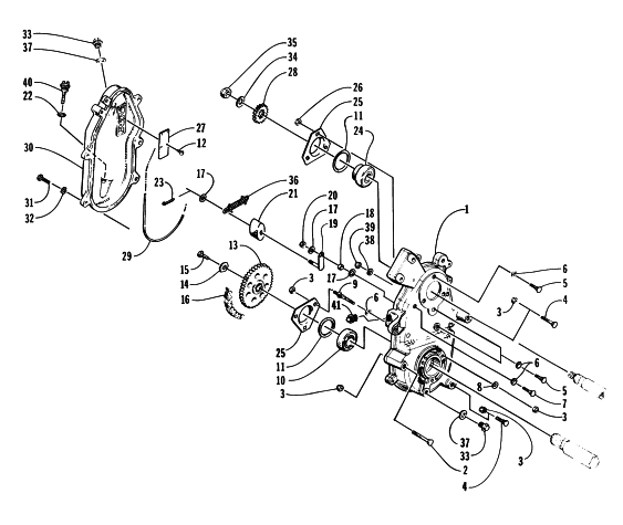 Parts Diagram for Arctic Cat 1997 PUMA 2-UP SNOWMOBILE DRIVE/DROPCASE ASSEMBLY