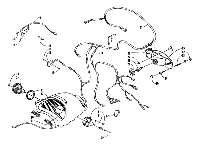 Parts Diagram for Arctic Cat 1997 PUMA 2-UP SNOWMOBILE INSTRUMENTS AND WIRING ASSEMBLIES
