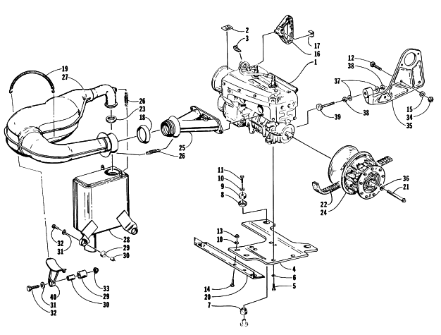 Parts Diagram for Arctic Cat 1997 JAG DLX SNOWMOBILE ENGINE AND RELATED PARTS