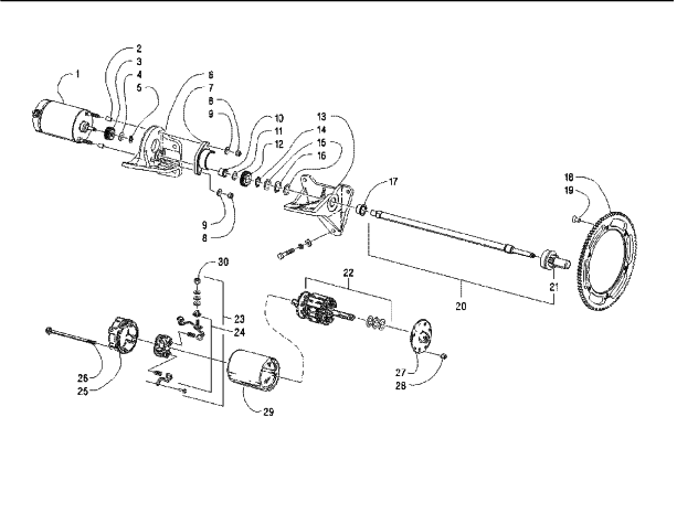 Parts Diagram for Arctic Cat 1997 POWDER EXTREME SNOWMOBILE ELECTRIC START - STARTER MOTOR ASSEMBLY