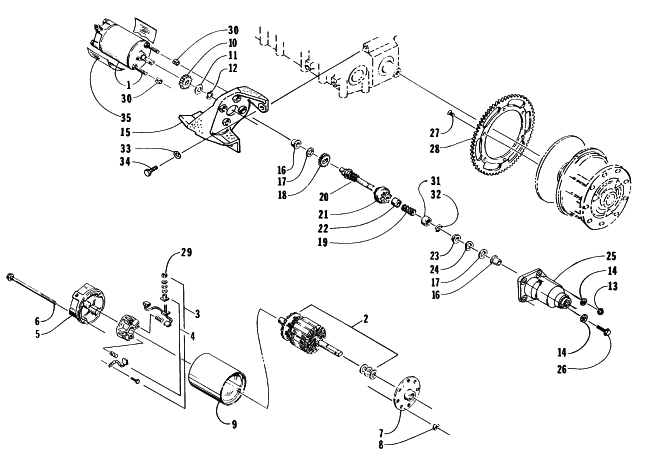 Parts Diagram for Arctic Cat 1997 THUNDERCAT SNOWMOBILE ELECTRIC START - STARTER MOTOR