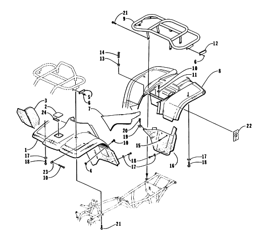 Parts Diagram for Arctic Cat 1997 2X4 ATV BODY PANEL ASSEMBLY