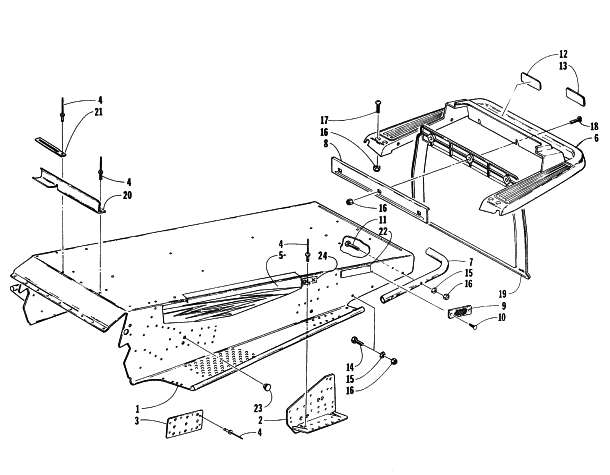 Parts Diagram for Arctic Cat 1997 JAG SNOWMOBILE TUNNEL AND REAR BUMPER