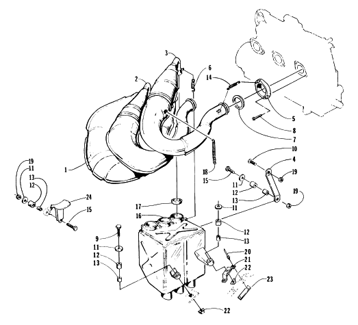 Parts Diagram for Arctic Cat 1997 POWDER EXTREME SNOWMOBILE EXHAUST ASSEMBLY
