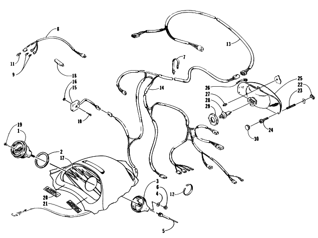Parts Diagram for Arctic Cat 1997 JAG SNOWMOBILE INSTRUMENTS AND WIRING ASSEMBLIES