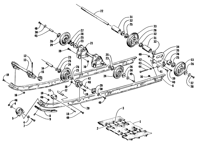 Parts Diagram for Arctic Cat 1997 PUMA SNOWMOBILE SLIDE RAIL AND TRACK ASSEMBLY