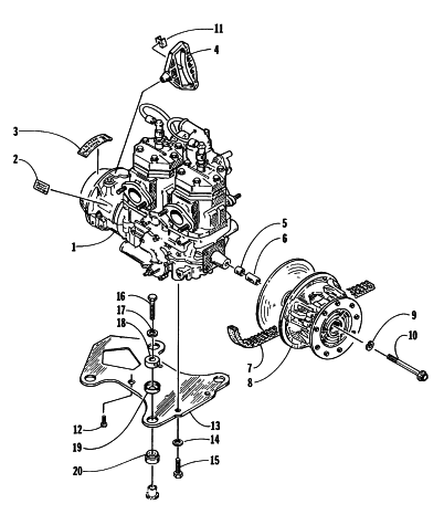 Parts Diagram for Arctic Cat 1997 ZR 580 EFI SNOWMOBILE ENGINE AND RELATED PARTS