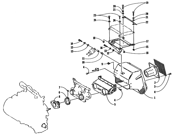 Parts Diagram for Arctic Cat 1998 EXT 580 EFI SNOWMOBILE AIR SILENCER AND ECU TRAY MOUNTING