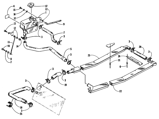 Parts Diagram for Arctic Cat 1998 ZR 600 (JANUARY) SNOWMOBILE COOLING ASSEMBLY