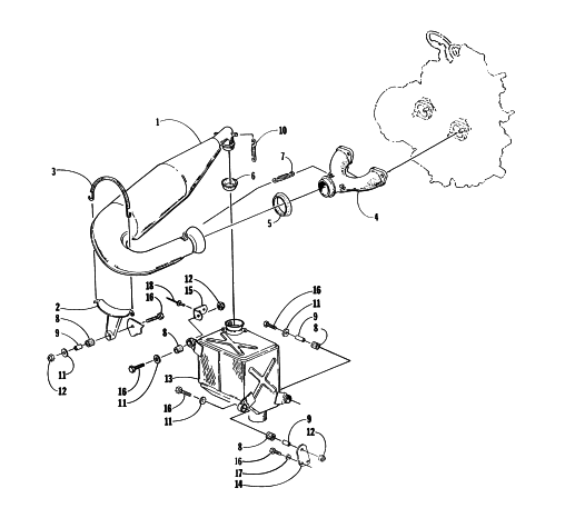 Parts Diagram for Arctic Cat 1998 ZR 600 (JANUARY) SNOWMOBILE EXHAUST ASSEMBLY