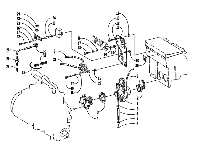 Parts Diagram for Arctic Cat 1998 ZR 500 (JANUARY) SNOWMOBILE CARBURETOR AND FUEL PUMP ASSEMBLY