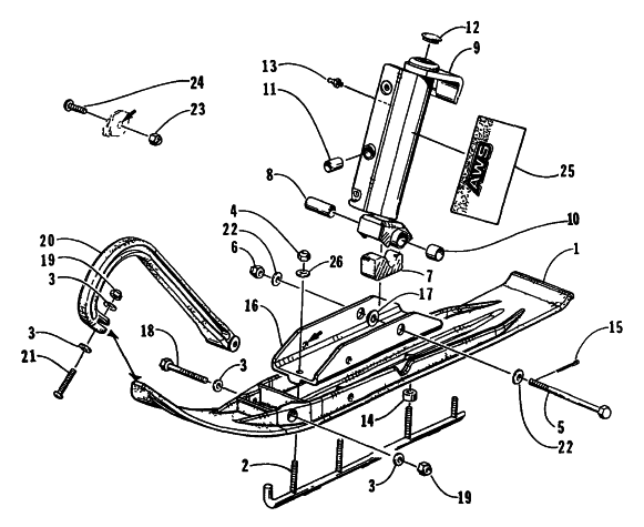Parts Diagram for Arctic Cat 1998 ZR 500 (JANUARY) SNOWMOBILE SKI AND SPINDLE ASSEMBLY