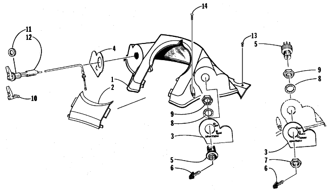 Parts Diagram for Arctic Cat 1998 JAG 340 SNOWMOBILE CONSOLE AND SWITCH ASSEMBLY