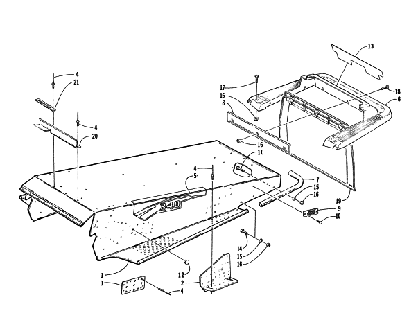 Parts Diagram for Arctic Cat 1998 JAG 340 DELUXE SNOWMOBILE TUNNEL AND REAR BUMPER