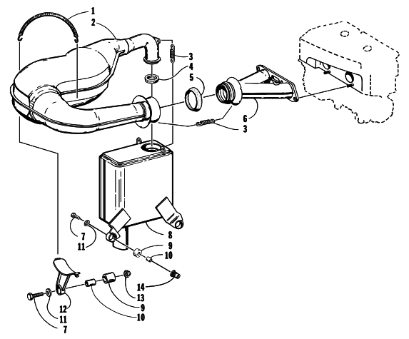 Parts Diagram for Arctic Cat 2000 PANTHER 340 SNOWMOBILE EXHAUST ASSEMBLY