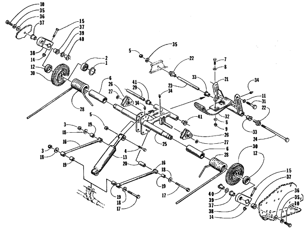 Parts Diagram for Arctic Cat 1999 PANTHER 550 SNOWMOBILE REAR SUSPENSION REAR ARM ASSEMBLY