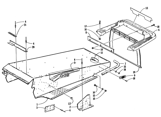 Parts Diagram for Arctic Cat 1998 JAG 440 DELUXE SNOWMOBILE TUNNEL AND REAR BUMPER