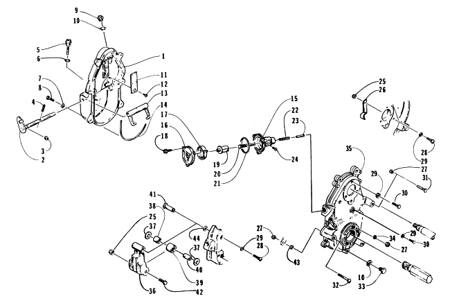 Parts Diagram for Arctic Cat 1998 COUGAR SNOWMOBILE DROPCASE AND CHAIN TENSION ASSEMBLY