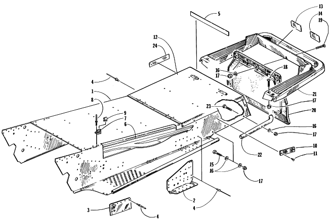 Parts Diagram for Arctic Cat 1998 COUGAR MOUNTAIN CAT SNOWMOBILE TUNNEL AND REAR BUMPER