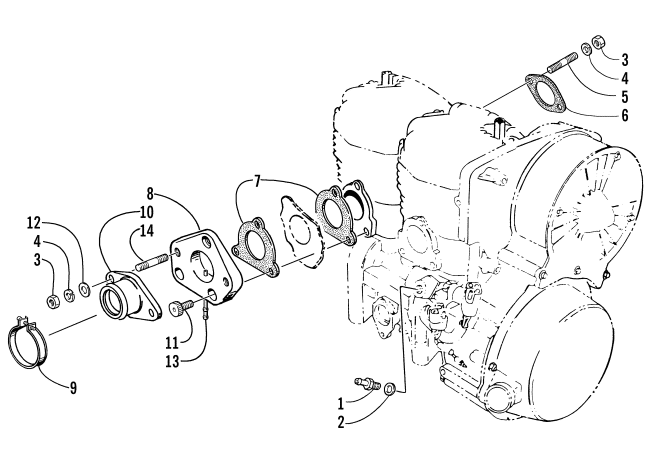 Parts Diagram for Arctic Cat 2000 PANTHER 440 SNOWMOBILE INTAKE ASSEMBLY