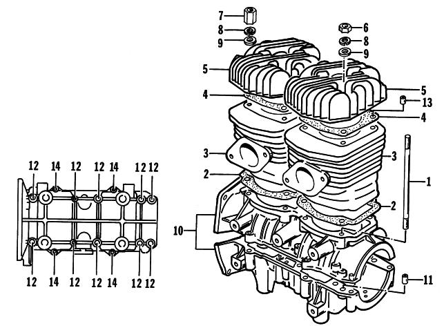 Parts Diagram for Arctic Cat 1999 BEARCAT 440 I - 136 IN. SNOWMOBILE CRANKCASE AND CYLINDER