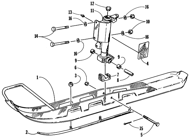 Parts Diagram for Arctic Cat 1998 PANTHER 550 SNOWMOBILE SKI AND SPINDLE ASSEMBLY