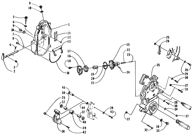 Parts Diagram for Arctic Cat 1998 BEARCAT 340 SNOWMOBILE DROPCASE AND CHAIN TENSION ASSEMBLY