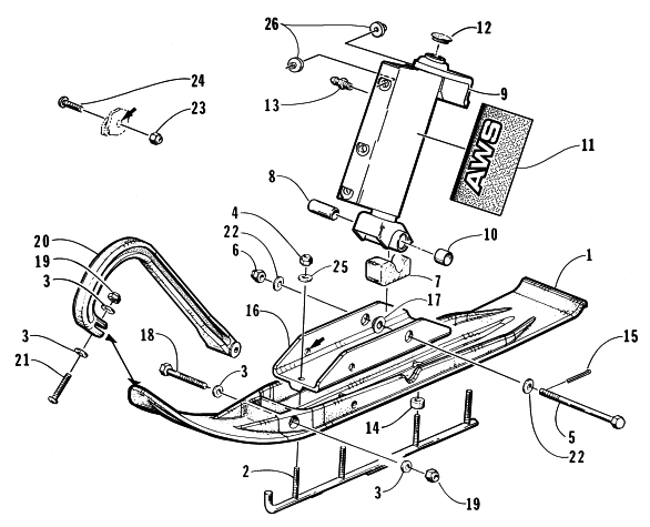 Parts Diagram for Arctic Cat 1998 POWDER SPECIAL 600 EFI SNOWMOBILE SKI AND SPINDLE ASSEMBLY