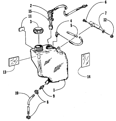 Parts Diagram for Arctic Cat 1999 ZL 600 EFI S/N 9915688 AND UP SNOWMOBILE OIL TANK ASSEMBLY