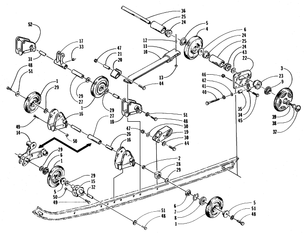 Parts Diagram for Arctic Cat 1998 PANTHER 550 SNOWMOBILE REAR SUSPENSION AXLE ASSEMBLY