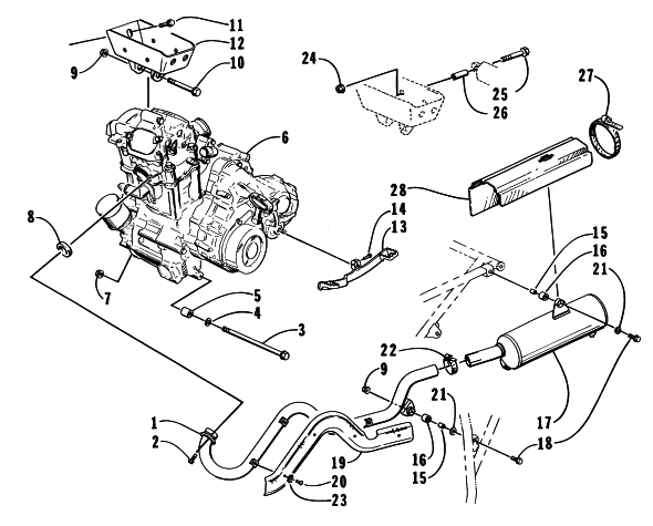 Parts Diagram for Arctic Cat 1999 400 2X4 ATV ENGINE AND EXHAUST