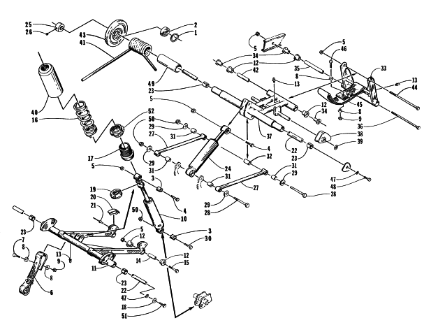 Parts Diagram for Arctic Cat 1998 BEARCAT 440 SNOWMOBILE REAR SUSPENSION ARM ASSEMBLY