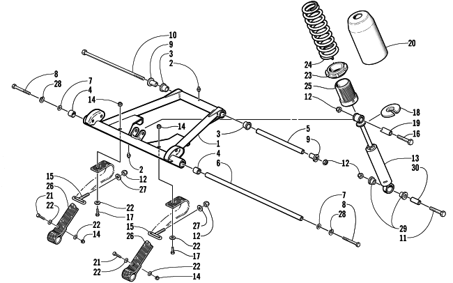 Parts Diagram for Arctic Cat 1998 ZL 440 SNOWMOBILE REAR SUSPENSION FRONT ARM ASSEMBLY
