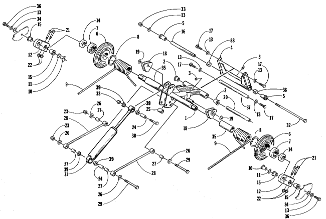 Parts Diagram for Arctic Cat 1999 ZL 600 EFI S/N < 9915688 SNOWMOBILE REAR SUSPENSION REAR ARM ASSEMBLY