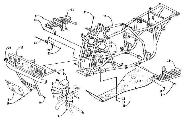 Parts Diagram for Arctic Cat 1998 400 4X4 ATV FRAME AND RELATED PARTS