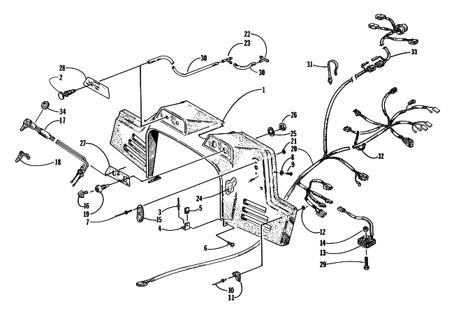 Parts Diagram for Arctic Cat 1998 BEARCAT 440 SNOWMOBILE CONSOLE, SWITCHES, AND WIRING ASSEMBLIES