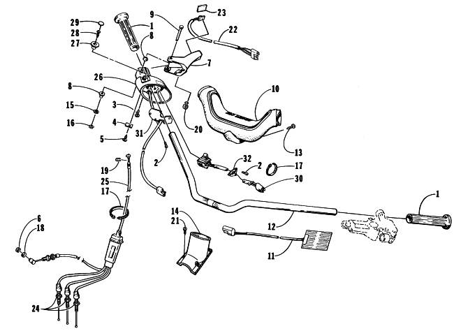 Parts Diagram for Arctic Cat 1998 ZRT 800 SNOWMOBILE HANDLEBAR AND CONTROLS