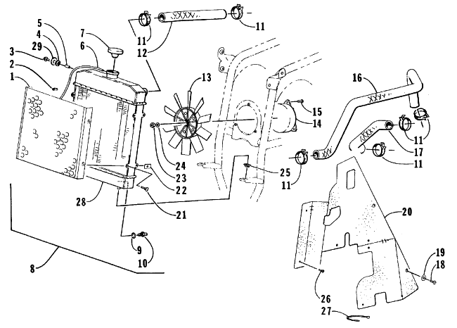Parts Diagram for Arctic Cat 1998 454 4X4 ATV COOLING ASSEMBLY