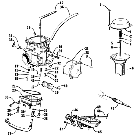 Parts Diagram for Arctic Cat 1998 454 4X4 ATV CARBURETOR