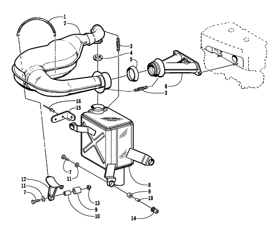 Parts Diagram for Arctic Cat 2000 PANTHER 440 SNOWMOBILE EXHAUST ASSEMBLY